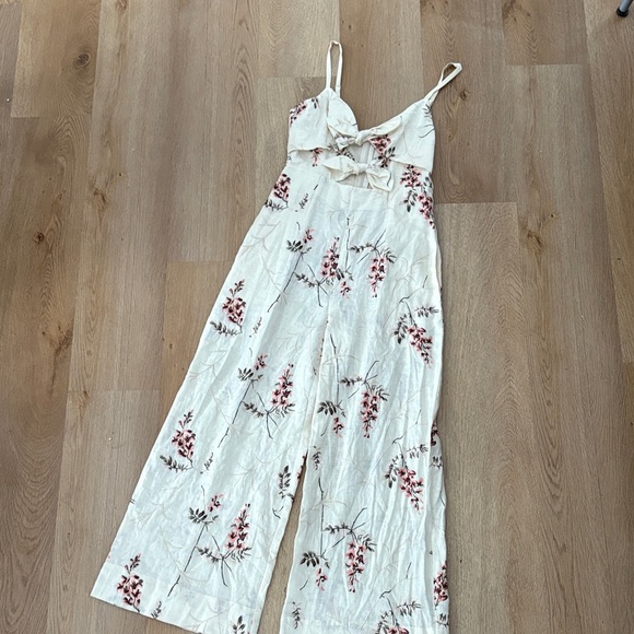 Rebecca Taylor Pants - Rebecca Taylor Floral Cream linen Jumpsuit